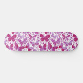 Butterflies Waterverf Magenta Pink Skateboard (Horizontaal)