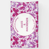 Butterflies Waterverf Magenta Pink Wedding Banner (Verticaal)