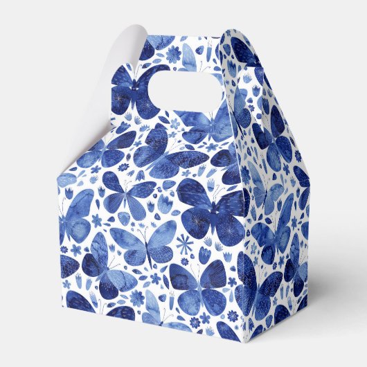 Butterflies Waterverf Modern Boho Indigo Blue Bedankdoosjes (Achterkant)