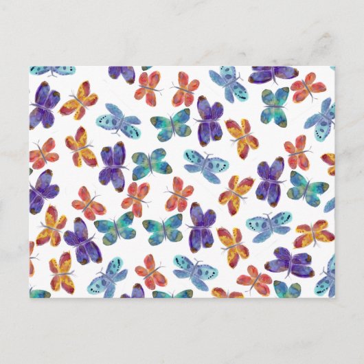 Butterflies Waterverf Patroon Briefkaart (Voorkant)
