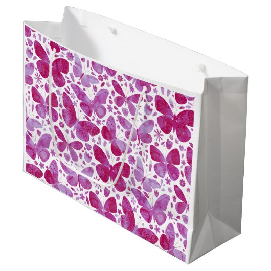 Butterflies Waterverf Roze Groot Cadeauzakje (Voorkant Gekanteld)