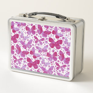 Butterflies Waterverf Roze metalen doos