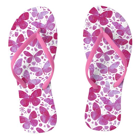 Butterflies Waterverf Roze teenslippers (Voetbed)