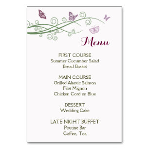 Butterflies Weddenschap Menu Kaart