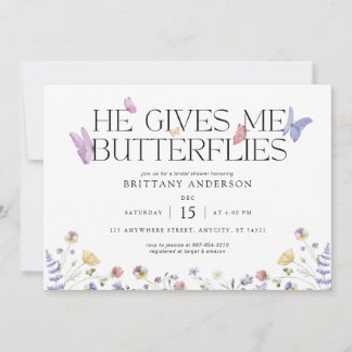 Butterflies Whimsical Bridal Shower Uitnodiging