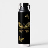 Butterflies zwart gouden naam script waterfles (Voorkant)