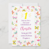Butterfly 1e verjaardag uitnodiging (Voorkant)