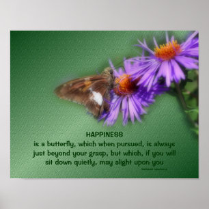 Butterfly 5 Geluk Inspirerend Citaat Natuur Poster