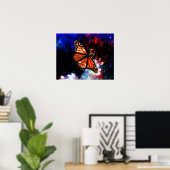 Butterfly abstract dark blue fractals Poster (Bureau à domicile)