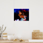 Butterfly abstract dark blue fractals Poster (Cuisine)