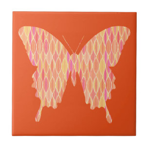 Butterfly, abstract patroon in roze, oranje, perzi tegeltje