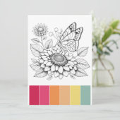 Butterfly Adult Kleurplaten Kaarten & Kleurcombina (Staand voorkant)