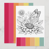 Butterfly Adult Kleurplaten Kaarten & Kleurcombina (Voorkant / Achterkant)