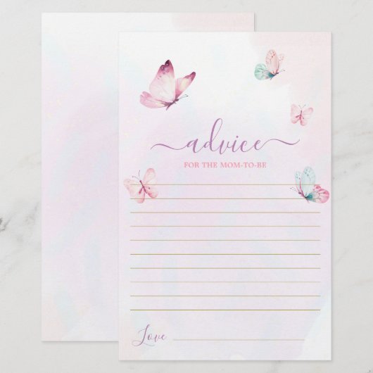 Butterfly Advies voor de moeder om kaart te zijn (Voorkant / Achterkant)
