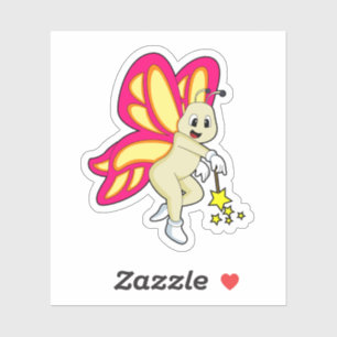 Butterfly als Tovenaar met Magische Wand Sticker