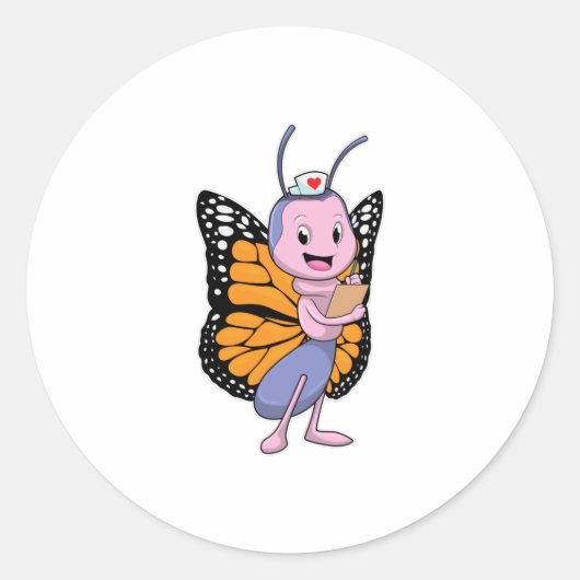 Butterfly als verpleegster ronde sticker (Voorkant)