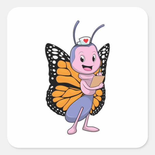 Butterfly als verpleegster vierkante sticker (Voorkant)