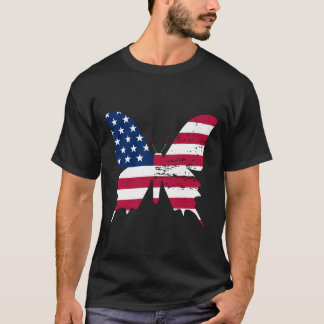 Butterfly American Flag 4Th Of July Butterfly T-shirt