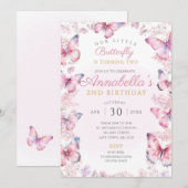 Butterfly Anniversaire Invitation de la fête des p (Devant / Derrière)