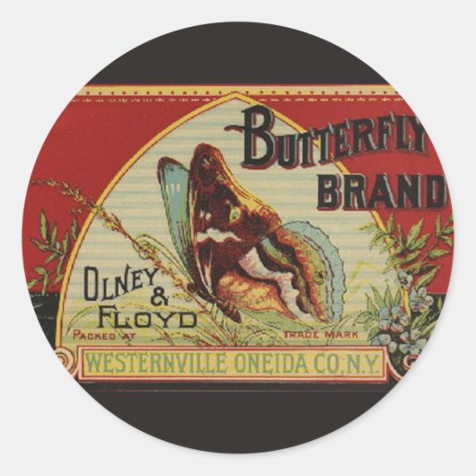 Butterfly Antiek Adverteren label (Voorkant)