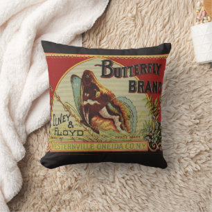 Butterfly Antiek Adverteren label Kussen