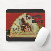 Butterfly Antiek Adverteren label Muismat (Met muis)