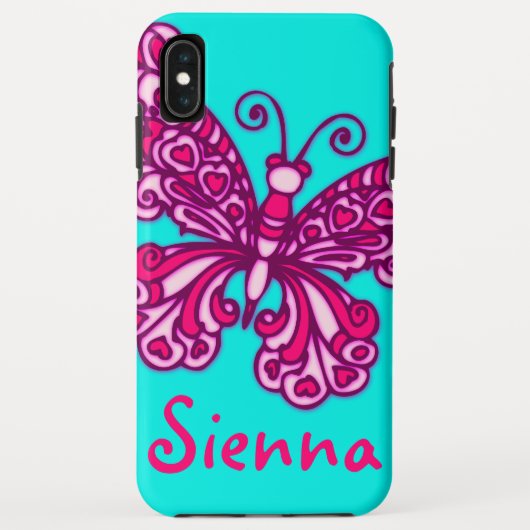 Butterfly aqua roze wit grafisch Case-Mate iPhone case (Achterkant)