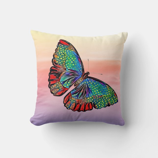 Butterfly Art et Sunset Ombre Coussin (Recto)