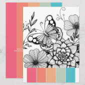 Butterfly Art Kaart met kleurenschema's (Voorkant / Achterkant)