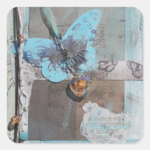 Butterfly Art met Quote Vierkante Sticker