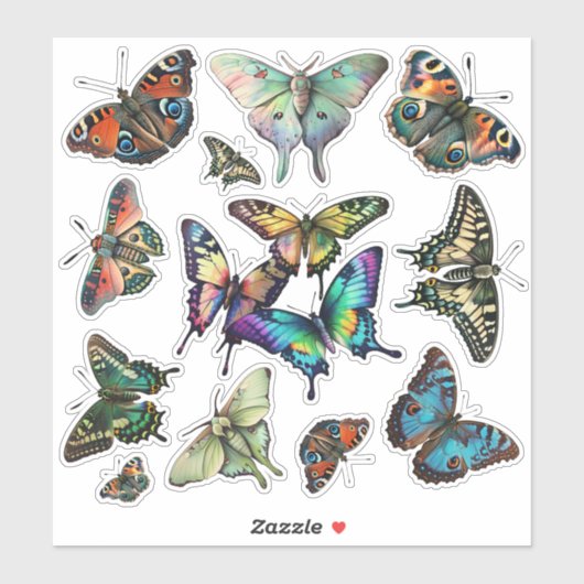 Butterfly Assortment, Monarchs, Swallowtails etc Sticker (Vel)