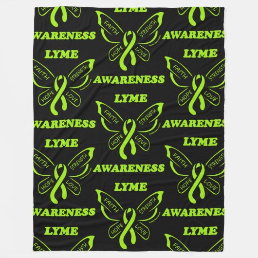 Butterfly/Awareness... Lyme disease fleece Blanket (Voorkant)