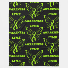 Butterfly/Awareness... Lyme disease fleece Blanket Deken