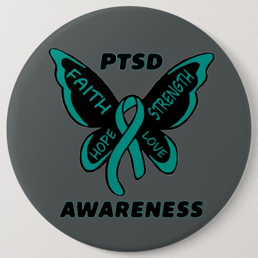 Butterfly/Awareness...PTSD Ronde Button 6,0 Cm (Voorkant)
