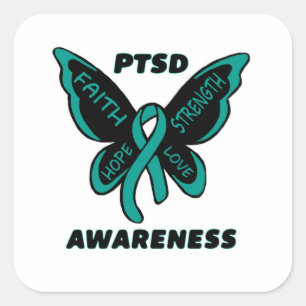 Butterfly/Awareness...PTSD Vierkante Sticker