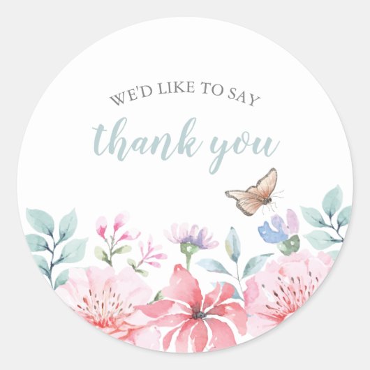 Butterfly Baby shower Classic Round Sticker (Voorkant)