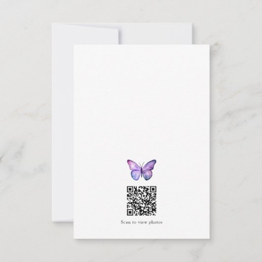 Butterfly Baby shower Dank u QR Code Bedankkaart (Achterkant)