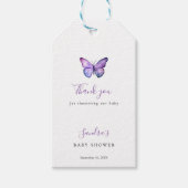 Butterfly Baby shower Elegant Hartelijk dank voor  Cadeaulabel (Voorkant)