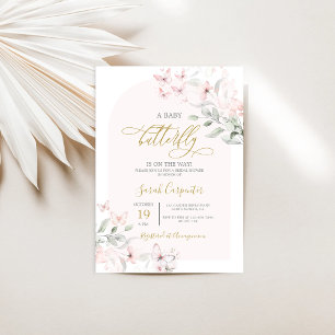 Butterfly Baby shower Girl Invitation Kaart