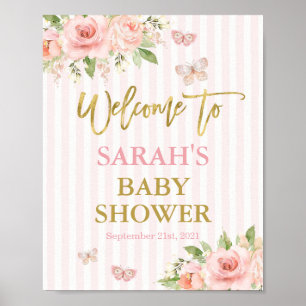 Butterfly Baby shower girl welkomstbord Poster