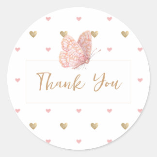 Butterfly Baby shower Hartelijk dank Ronde Sticker