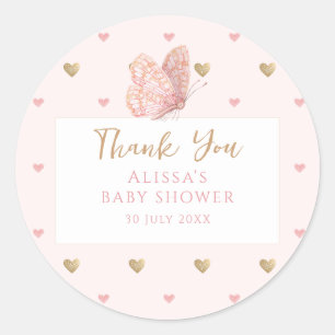 Butterfly Baby shower Hartelijk dank Ronde Sticker