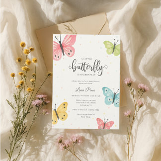 Butterfly Baby shower Invitation Girl Kaart
