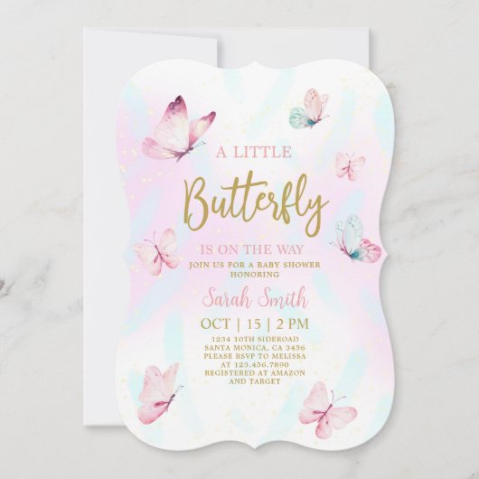 Butterfly Baby shower Kaart (Voorkant)