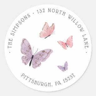 Butterfly Baby shower Return Address Ronde Sticker