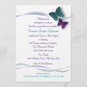 Butterfly Bat Mitzvah Kaart