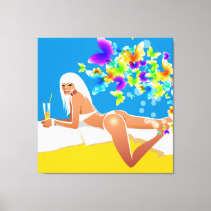 Butterfly Bathing Beauty Wrapped Canvas Afdruk