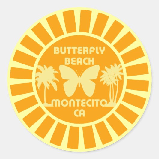 Butterfly Beach Ronde Sticker (Voorkant)