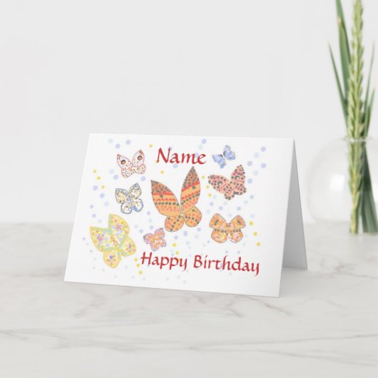 Butterfly Birthday genoemd Kaart (Voorkant)