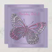 BUTTERFLY BIRTHDAY INVITATIE 2 KAART (Voorkant / Achterkant)